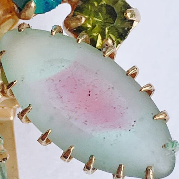 VTG 1950s Butterfly Hair Clip AB Rhinestones Frosted Molded Givre Glass Mid Cent - Picture 4 of 11